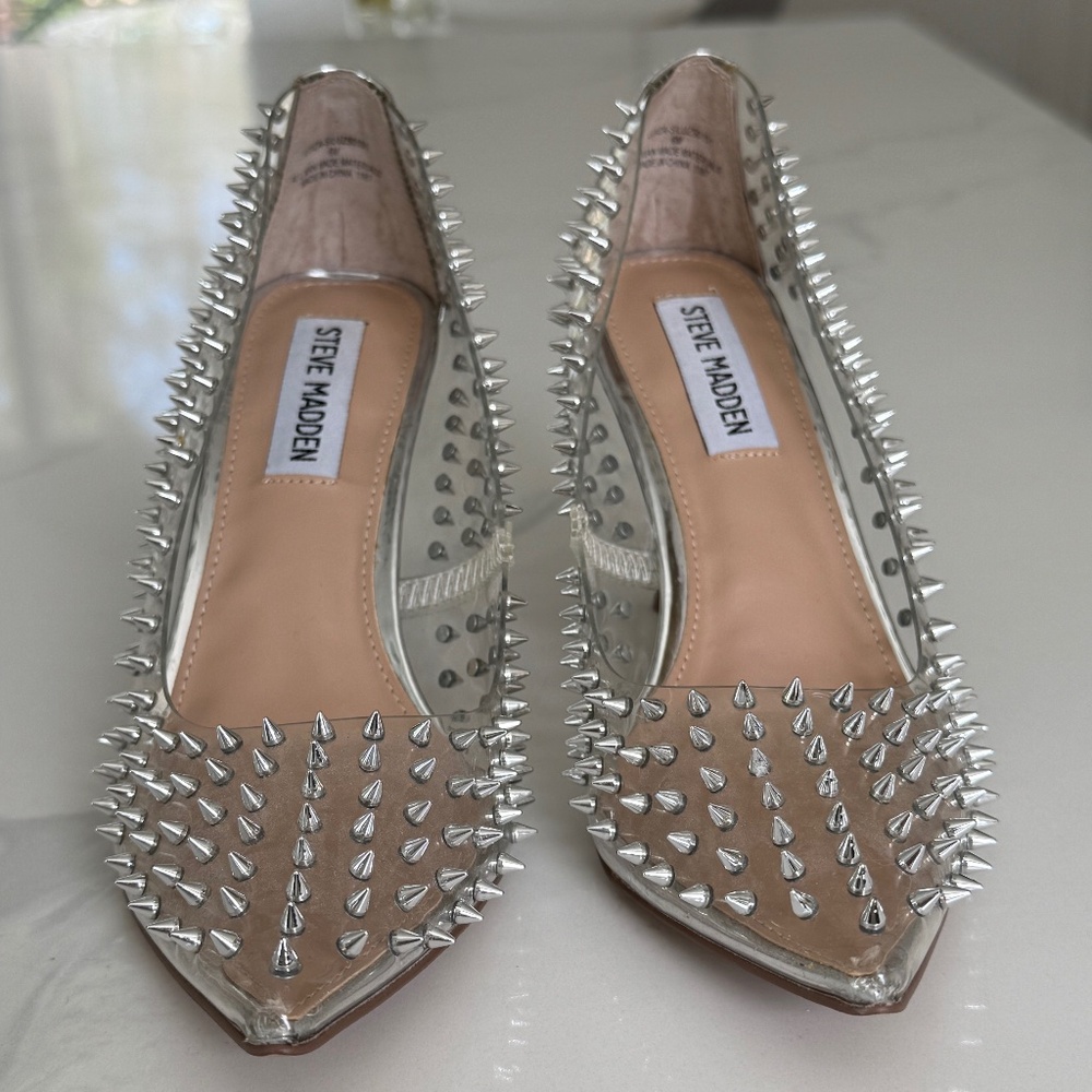 Steve Madden Vala-Spike Pumps in Clear/Silver. Brand new, never worn.
